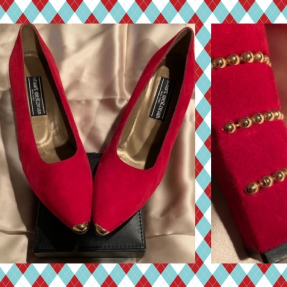 stuart weitzman red suede pumps